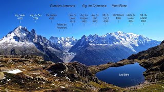 Panoramablick vom Lac Blanc  auf Mont Blanc Aiguilles de Chamonix Grandes Jorasses Aig Verte [upl. by Monia]