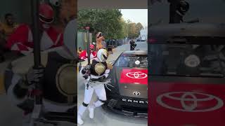 Power Rangers Cosplayera Car Racing Team powerrangers cosplay tokusatsu powerrangerszeo prank [upl. by Timms]