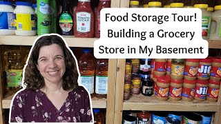 Food Storage Tour  Building a Grocery Store in My Basement  Stockpiling on a Budget [upl. by Nehtanoj827]