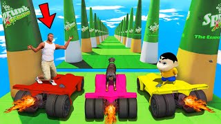 SHINCHAN AND FRANKLIN TRIED THE IMPOSSIBLE CONE MEGA RAMP JUMP CHALLENGE GTA 5 [upl. by Reedy]