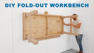 DIY FOLDING WALL MOUNTED WORKBENCH [upl. by Leahcin]