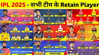 IPL Retention 2025  IPL 2025 Retained Players List  IPL 2025 All Team Retained Players [upl. by Lose]