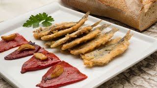 Receta de anchoas rebozadas con piquillos confitados  Karlos Arguiñano [upl. by Ellimac]