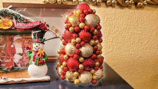 How to make a Christmas Ornament Ball Tree DIY Easy Affordable Decor for your Home this Christmas [upl. by Karry243]