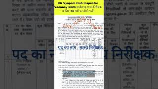 CG vyapam upcoming job 2024 CG fish inspection job news  cg vyapam job news 2024cgvyapam [upl. by Iorio89]