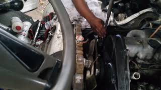 replace crankshaft oil seal front  replace timing belt4d56 [upl. by Berlyn]