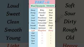 Word vs Synonym vs Antonym Part 6  English Grammer learnenglish [upl. by Yrem290]