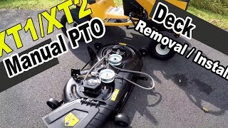 Cub Cadet XT1 and XT2 deck removal  with manual PTO [upl. by Gurango]