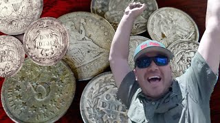 Metal Detecting Fists Full Of Treasure Carson City Silver Coins Galore [upl. by Noach]