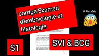 corrigé dun examen de lembryologie et histologie S1  SVI  BCG [upl. by Suolevram]