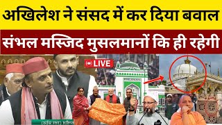 Live  Akhilesh Yadav नेें संसद में Sambhal Jama Masjid हिंसा के बाद मुसलमानों का खुला समर्थन किया [upl. by Siuqram258]