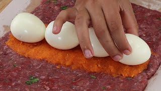 Rocambole de carne moída com ovo Uma receita fácil e deliciosa [upl. by Bovill]