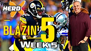 Blazin Five Colin Cowherd Gives His 5 Best NFL Bets For Week 5 Oct 6 [upl. by Lagas40]