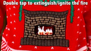 Knitted Crackling Fireplace Ugly Christmas Sweater Digital Dudz Christmas 2013 [upl. by Willyt]