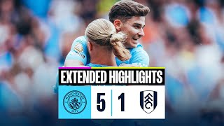 EXTENDED HIGHLIGHTS  Man City 51 Fulham  Haaland nets 7th City hattrick [upl. by Ahtiek45]