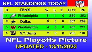 NFL playoffs picture  NFL standings 2023  nfl standings today 13112023 [upl. by Yesteb]