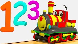 NUMBERS TRAIN WITH MONKEY  LEARN NUMBERS 123 AND COLORS EDUCATIONAL CHILDREN RHYME FOR TODDLERS [upl. by Kalvn]