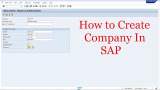 Sap Fico Tutorials  How to define or create company in SAP  Sap FiCO Videos [upl. by Jochbed]