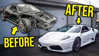 FULL BUILD  Rebuilding And Heavily Modifying A WRECKED 300000 Ferrari 430 Scuderia [upl. by Ebberta754]