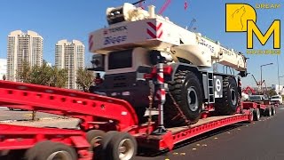 LOADING HUGE TEREX CRANE ON TRAILER  MOVING OUT FROM CONEXPO LAS VEGAS [upl. by Schellens109]