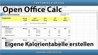 Eigene Kalorientabelle erstellen  Download OpenOffice Calc [upl. by Notnert]