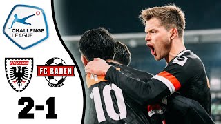 FC Aarau  FC Baden 21 Highlights Swiss Challenge League [upl. by Eadas]