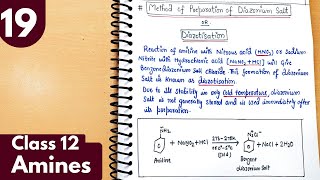 19 Diazonium salt Diazotization Resonating structures Physical properties Amines Class12 [upl. by Castora]