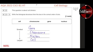 AQA GCSE 2022 Paper 1 Q2 Biology Combined Science Higher Tier Past paper Questions Cell Biology [upl. by Nilyad]