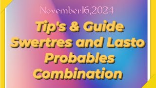 Nov162024 Tips Guide Swertres Lasto Combination 👉Pls like Subscribe to my channel guys tnx [upl. by Roehm50]