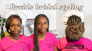 HOW TO STYLE BOX BRAIDS  WEDDING HAIRSTYLE BRIDALHAIRSTYE louisihuefo howtostylebraids [upl. by Declan927]