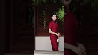 Burgundy cheongsam Chinese traditional clothing V5008 [upl. by Aesoh]