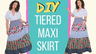 Lockdown Sewing Project  DIY Tiered Maxi Skirt Tutorial  How To Sew A Gathered Skirt [upl. by Aretahs]