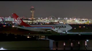 Cargolux Boeing Cargo 7474HAFER landing and taxiing – LAX June 15 2024 [upl. by Nanor]