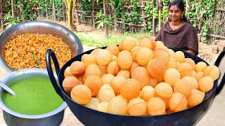 200 PANI PURI  Golgappa Recipe Cooking in Village  Street Food Pani Puri  Village Ishu Channel [upl. by Dnalhsa]