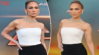 Jennifer Lopez shines in red carpet crop top — and her wedding ring — at Atlas premiere Ben Affleck [upl. by Oicor]