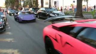 Amazing LineUp of Arab Supercars driving in Cannes  Part III LP 6704 SVs incredible sound [upl. by Aronid379]