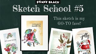 My goto fave sketch  Sketch School 5  Mass Produce Handmade Christmas Cards [upl. by Eeral]