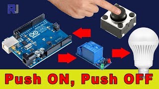 Using Arduino Turn AC bulb with push button On and OFF toggle with relay [upl. by Osric598]