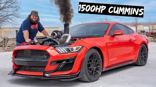 I Installed a 1500HP Diesel Engine In My Mustang [upl. by Chadabe]