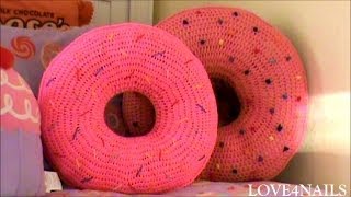 How To Crochet A Yummy Large Donut Pillow  Tutorial [upl. by Zenitram]