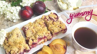 German Plum Cake  Pflaumenkuchen  Zwetschgendatschi with Streusel [upl. by Ainoyek]