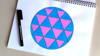 How to Draw Simple Triangle Pattern in Circle by Compass and Scale  Simple Geometric Pattern [upl. by Marylinda]