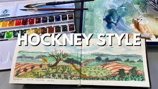 Painting A David Hockney Style Watercolor [upl. by Anaizit]