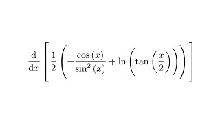 Derivative of 12cosxsin2x  lntanx2 [upl. by Ylyl]