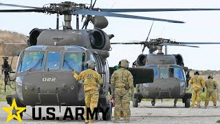 US Army UH60L Black Hawk helicopters Aerial Gunnery Training [upl. by Samara818]