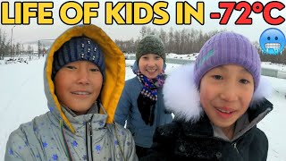 Kids Life in Worlds Coldest Village Oymyakon Siberia 72 °C [upl. by Brezin532]