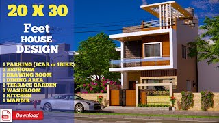 2030 House Plan  600 Sqft  65 Gaj  2 BHK  Terrace Garden  6x9 Meters  Archi Studio [upl. by Amak]