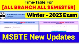 Msbte Diploma Winter 2023 Exam time table  MSBTE New Update Msbte Latest News [upl. by Marwin64]