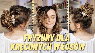 PROSTE FRYZURY DLA KRĘCONYCH WŁOSÓW NA WESELE STUDNIÓWKĘ [upl. by Aifos556]