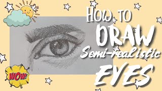 DRAWING SEMIREALISTIC EYES TUTORIAL  Step by step  Easy to follow [upl. by Nyrat739]